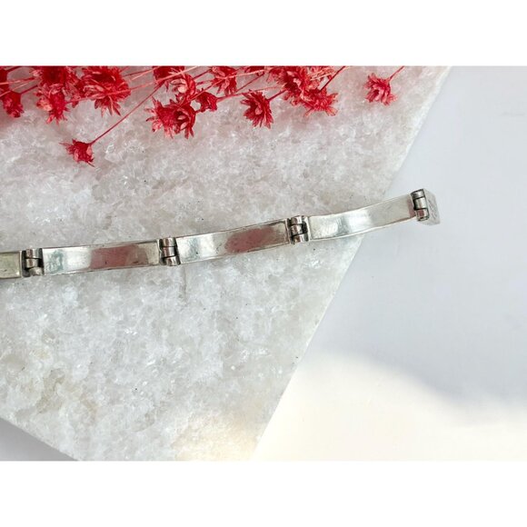 Taxco Turquoise Lapis Onyx, Malachite Vintage Hinged Mexican Sterling Bracelet - Picture 4 of 7